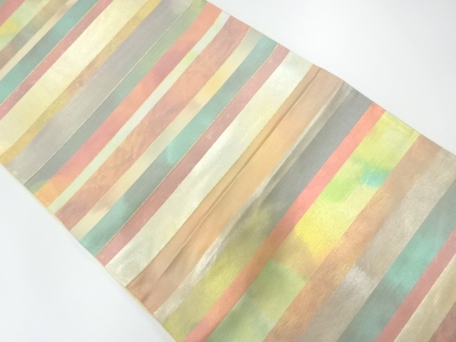 アンティーク　横段模様織出し袋帯（材料）